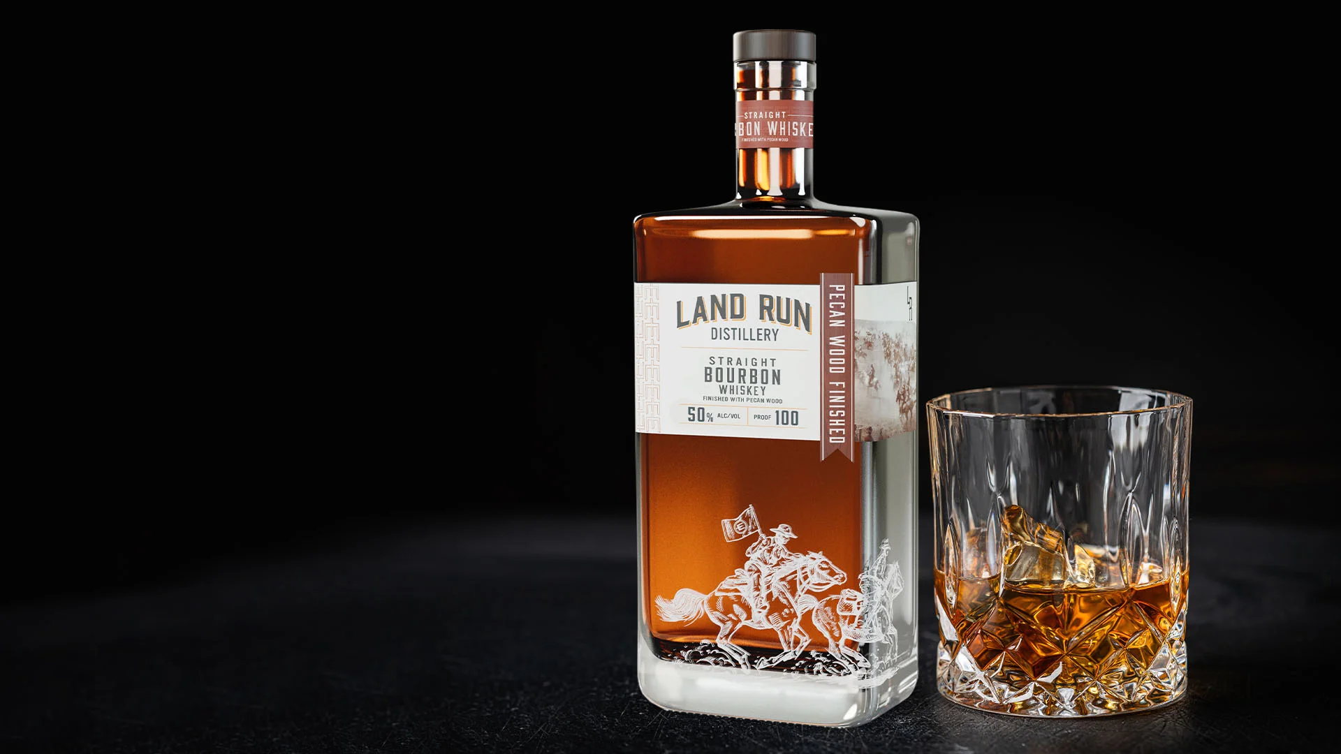 Pecan Wood Finished Straight Bourbon Whiskey | Land Run Distillery